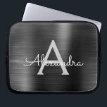 Black Metallic Modern Stainless Steel Monogram Laptop Sleeve<br><div class="desc">Black and Grey Faux Stainless Steel Metallic Foil Modern and Elegant Monogram Sleeve. This monogrammed personalized laptop sleeve can be customized to include your initial and first name and makes a perfect Christmas or Birthday Gift.</div>