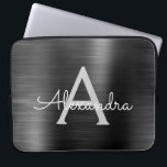 Black Metallic Modern Stainless Steel Monogram Laptop Sleeve<br><div class="desc">Black and Grey Faux Stainless Steel Metallic Foil Modern and Elegant Monogram Sleeve. This monogrammed personalized laptop sleeve can be customized to include your initial and first name and makes a perfect Christmas or Birthday Gift.</div>