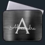 Black Metallic Modern Stainless Steel Monogram Laptop Sleeve<br><div class="desc">Black and Grey Faux Stainless Steel Metallic Foil Modern and Elegant Monogram Sleeve. This monogrammed personalized laptop sleeve can be customized to include your initial and first name and makes a perfect Christmas or Birthday Gift.</div>