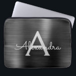 Black Metallic Modern Stainless Steel Monogram Laptop Sleeve<br><div class="desc">Black and Grey Faux Stainless Steel Metallic Foil Modern and Elegant Monogram Sleeve. This monogrammed personalized laptop sleeve can be customized to include your initial and first name and makes a perfect Christmas or Birthday Gift.</div>