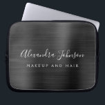 Black Metallic - Monogram Business Professional Laptop Sleeve<br><div class="desc">Modern Black Faux Metallic Stainless Elegant Monogram Promotional Laptop Bag or Sleeve Promotional (promo) advertisement Case. This classy professional business computer case can be customized to include your monogrammed name and job title profession or position.</div>