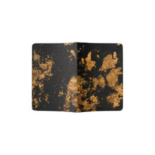 Black Metallic Paint Textured Boss Babe Gold Passport Holder