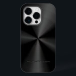 Black Metallic Pattern Stainless Steel Look 3 Case-Mate iPhone 14 Pro Case<br><div class="desc">Black shiny metallic pattern stainless steel look. Custom and optional monogram. This is an image of stainless steel pattern and not real metal.  Available on other products</div>