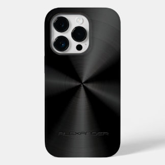 Black Metallic Pattern Stainless Steel Look 3 Case-Mate iPhone 14 Pro Case