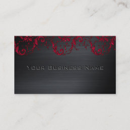 Black Metallic Red Damask Elegant Corporate Business Card