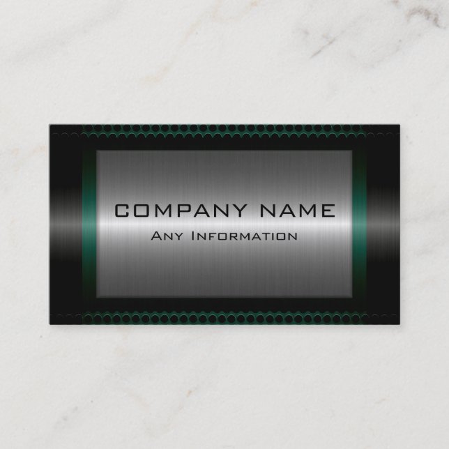 Black Metallic Silver Gray Steel Metal Look #15 Business Card (Front)