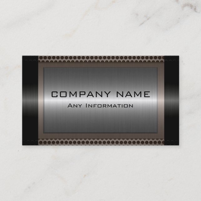 Black Metallic Silver Gray Steel Metal Look #17 Business Card (Front)
