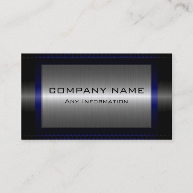 Black Metallic Silver Gray Steel Metal Look #18 Business Card (Front)