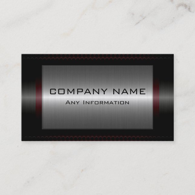 Black Metallic Silver Gray Steel Metal Look #19 Business Card (Front)