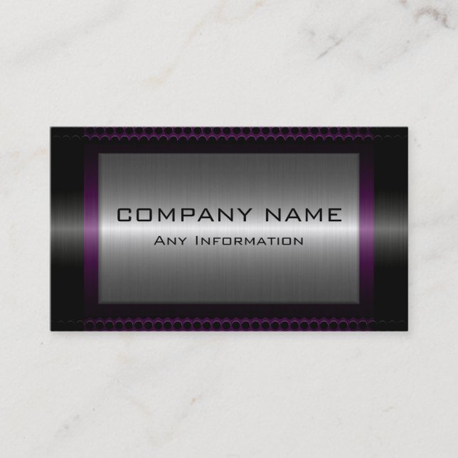 Black Metallic Silver Gray Steel Metal Look #24 Business Card (Front)