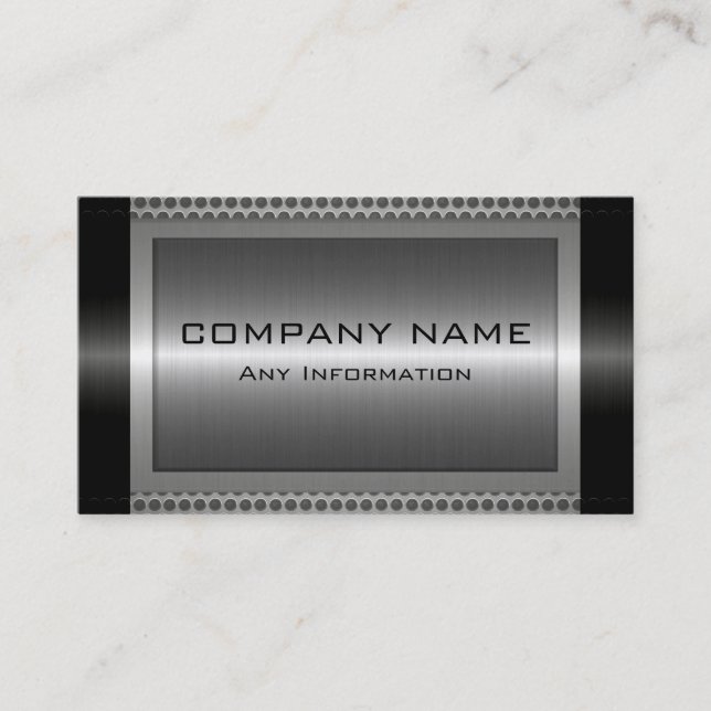 Black Metallic Silver Gray Steel Metal Look #8 Business Card (Front)