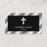 Black Metallic Steel Jesus Christ Cross Pastor Business Card
