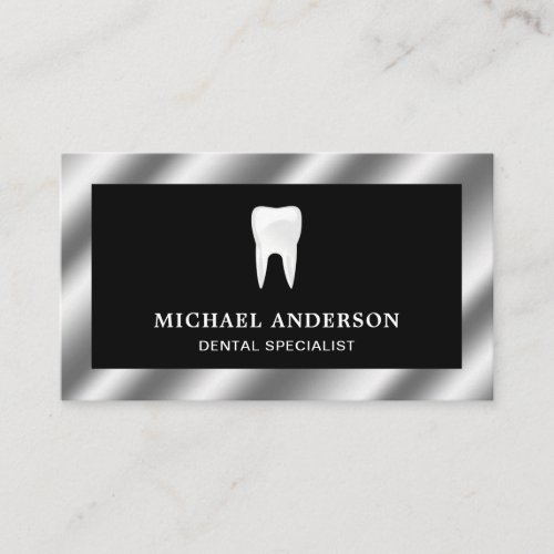 Black Metallic Steel Tooth Dental Clinic Dentist Business Card