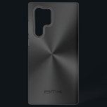 Black Metallic Texture Stainless Steel Look Samsung Galaxy S22 Ultra Case<br><div class="desc">Slick simple image of a shiny metallic texture,  stainless steel look. Customizable black text monogram. Elegant monochromatic design.</div>