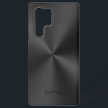Black Metallic Texture Stainless Steel Look Samsung Galaxy S22 Ultra Case<br><div class="desc">Slick simple image of a shiny metallic texture,  stainless steel look. Customizable black text monogram. Elegant monochromatic design.</div>