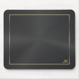 Black Metallic Texture With Gold Frame Mouse Pad