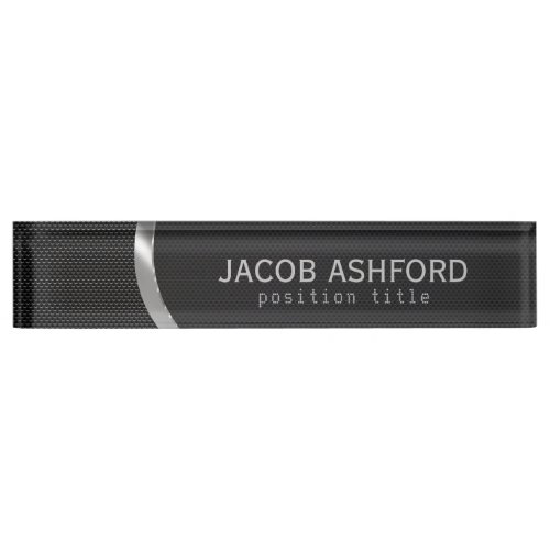 Black Metallic With Holes Pattern Nameplate