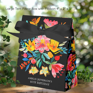 Black Mexican Bright Floral Fiesta Birthday Favor Boxes