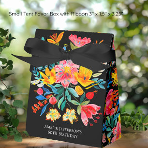 Black Mexican Bright Floral Fiesta Birthday Favor Boxes