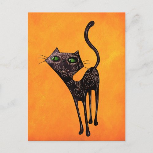 Black Mexican Day of The Dead Cat Postcard