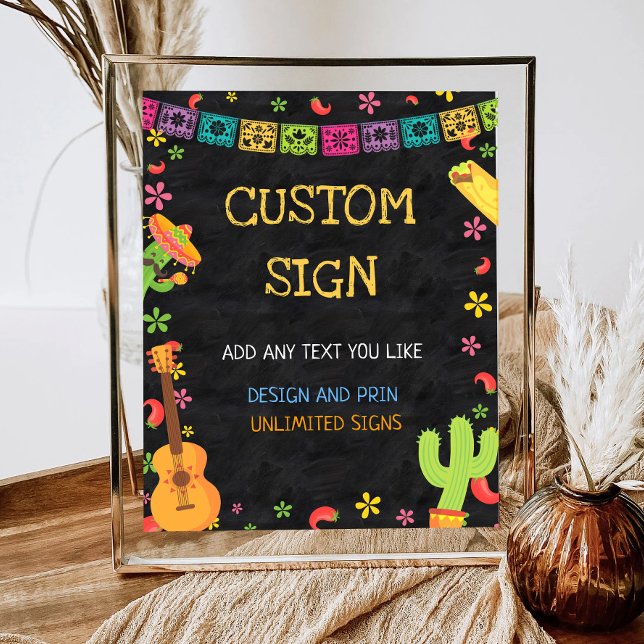 Black Mexican Fiesta Birthday Custom Table Sign (Creator Uploaded)