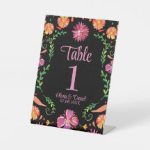 Black Mexican Fiesta Floral Wedding Table Number