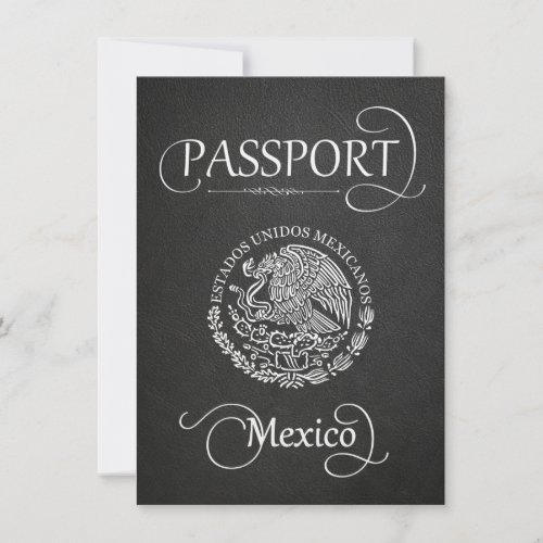 Black Mexico Passport Save the Date Card