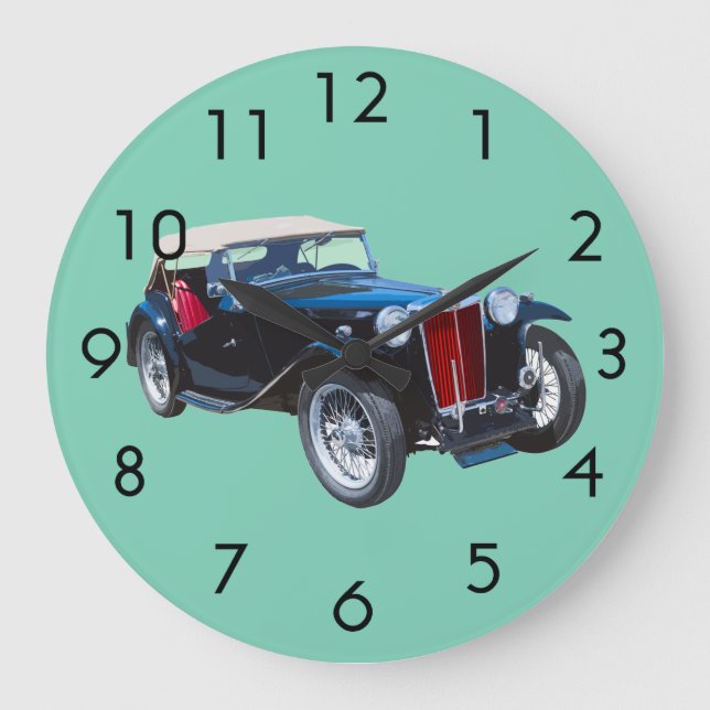 Black Mg Tc Antique Car Large Clock (Front)