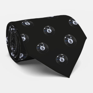Black Micro 8 Ball Billiards Pool Player Cool Neck Tie