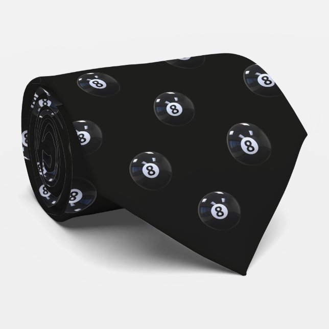 Black Micro 8 Ball Billiards Pool Player Cool Neck Tie (Rolled)