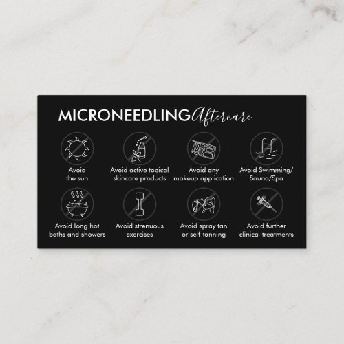 Black Microneedling Aftercare Post Instruction Business Card