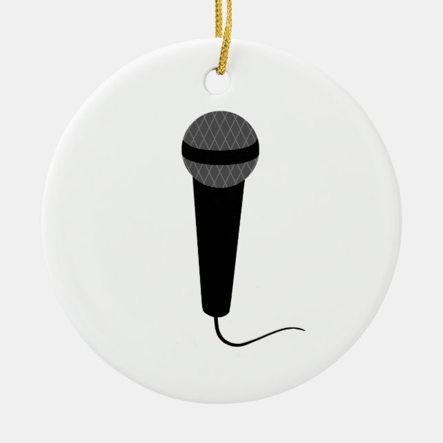 Black Microphone Ceramic Ornament (Front)