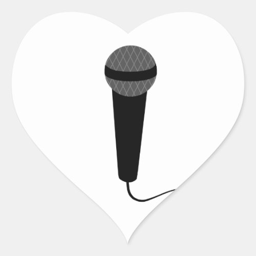 Black Microphone Heart Sticker