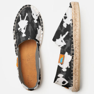 black mid century 1950s vintage silhouette women espadrilles