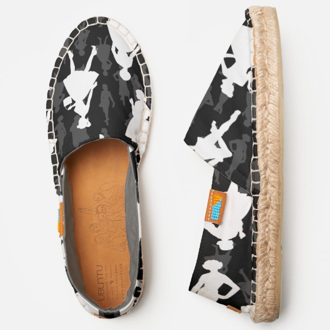 black mid century 1950s vintage silhouette women espadrilles (Side)