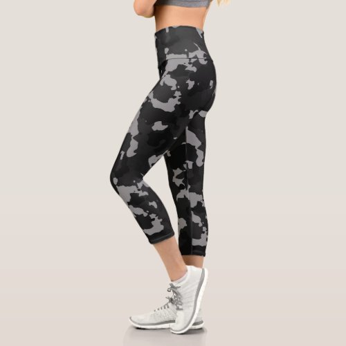 Black Military Army Camouflage Camo Urban Capri Leggings