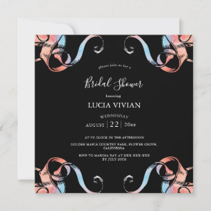 Black & Milky way floral Bridal Shower Invitation