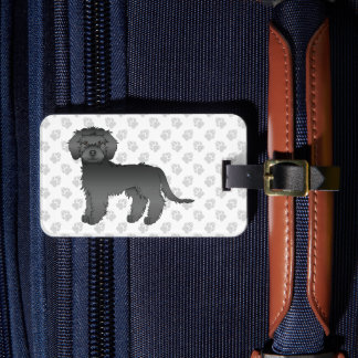 Black Mini Goldendoodle Cartoon Dog Luggage Tag