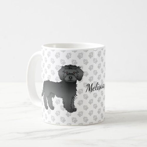 Black Mini Goldendoodle Cartoon Dog  Name Coffee Mug