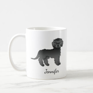 Black Mini Goldendoodle Cartoon Dog &amp; Name Coffee Mug