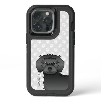 Black Mini Goldendoodle Cartoon Dog &amp; Name iPhone 13 Pro Case
