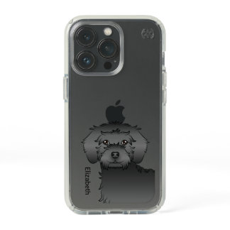 Black Mini Goldendoodle Cartoon Dog &amp; Name Speck iPhone 13 Pro Case