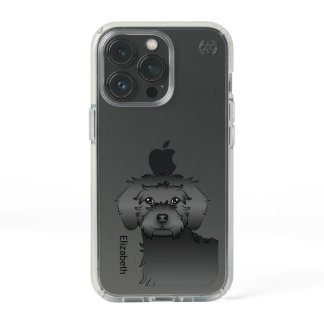 Black Mini Goldendoodle Cartoon Dog &amp; Name Speck iPhone 13 Pro Case