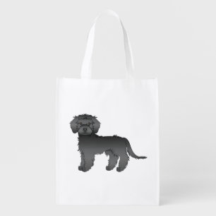Black Mini Goldendoodle Cute Cartoon Dog Grocery Bag