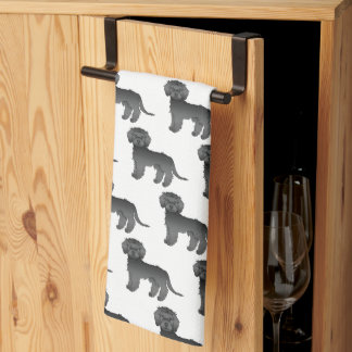 Black Mini Goldendoodle Cute Cartoon Dog Pattern Kitchen Towel