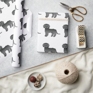 Black Mini Goldendoodle Cute Cartoon Dog Pattern Wrapping Paper