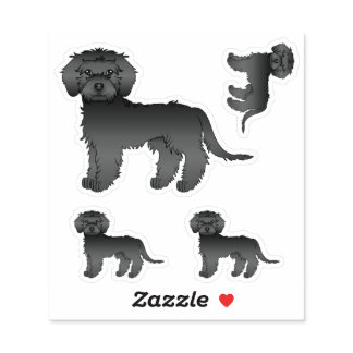 Black Mini Goldendoodle Cute Cartoon Dog Sticker