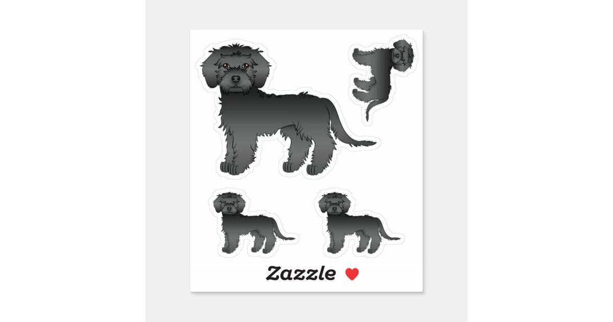 Black Mini Goldendoodle Cute Cartoon Dog Sticker | Zazzle