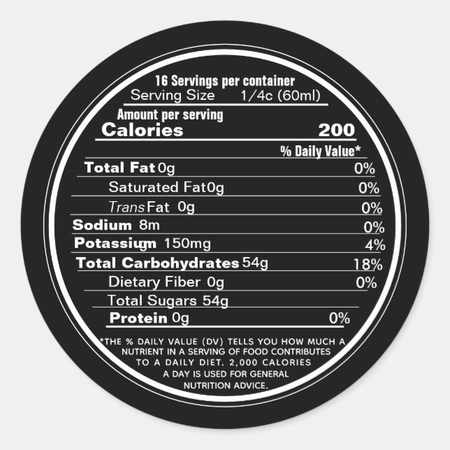Black Mini Lid Label Maple Syrup Nutrition 2020 (Front)