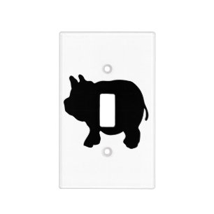 Black Mini Pig Silhouette Light Switch Cover